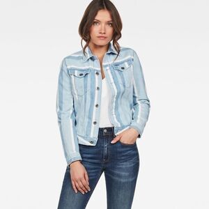G-Star Raw 3301 Slim‎ Jacket NWT Blue Denim Womens  Small Vesp Stripe Button Up